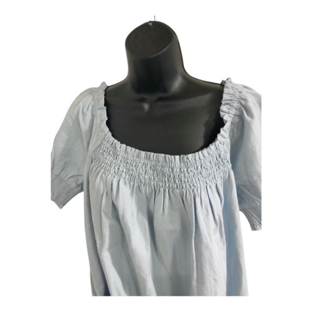 Free people mila light blue smocked puff sleeve mini babydoll dress size small - Picture 4 of 12